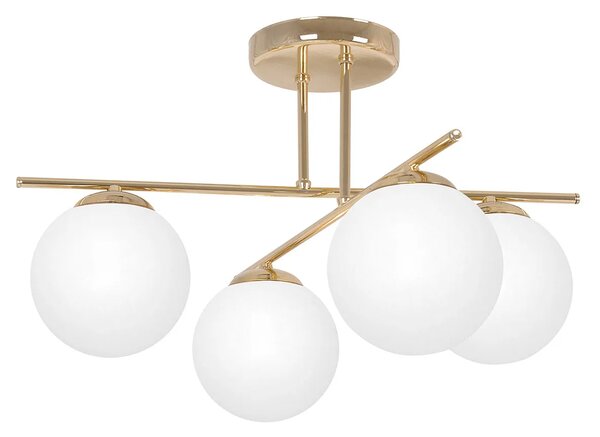 Złoto-biała lampa sufitowa z 4 szklanymi kloszami C8-S82