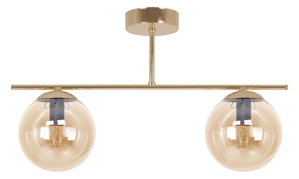 Złoto-bursztynowa lampa sufitowa z 2 szklanymi kloszami - A671 G0-A82