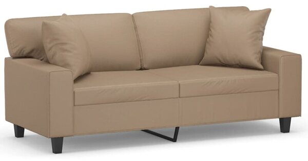 Sofa 2-osobowa z poduszkami, cappuccino, 140 cm, sztuczna skÃ³ra