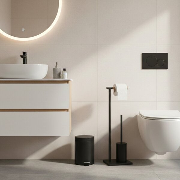 Szczotka do WC z bambusowym uchwytem na papier toaletowy ISME, 66 cm