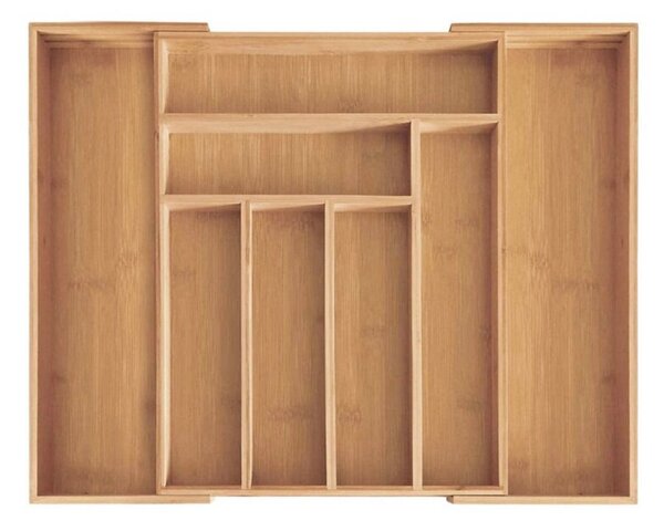 Wkład organizer do szuflady na sztućce rozsuwany 31.5-52x31x5cm 8 przegród BRĄZOWY KRISBERG