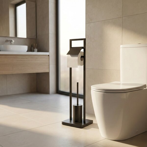 Szczotka do WC z uchwytem na papier toaletowy ARLE, 77 cm
