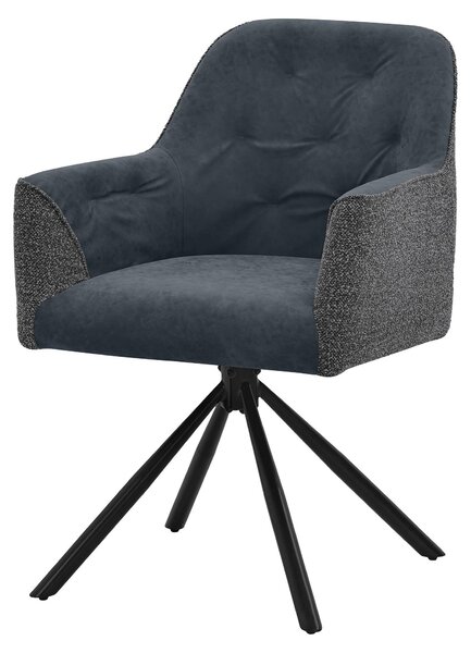 Krzesło ML-Design do jadalni, obrotowe, krzesło kuchenne, tapicerowane tkaniną przypominającą skórę, krzesło z oparciem, obrotne, tapicerowane, nowoczesne, kolor antracyt