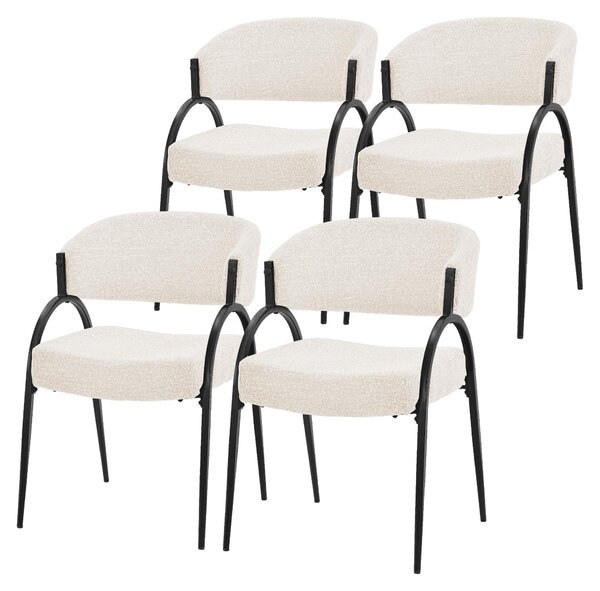 Komplet czterech krzeseł do jadalni ML-Design, tapicerowane krzesła kuchenne z tkaniny, krzesła z podłokietnikami, tapicerowane krzesła do salonu, kuchni i jadalni, kolor beżowy