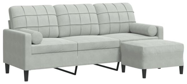 Sofa 3-osobowa z podnÃ³Å¼kiem, jasnoszara, 180 cm, aksamit