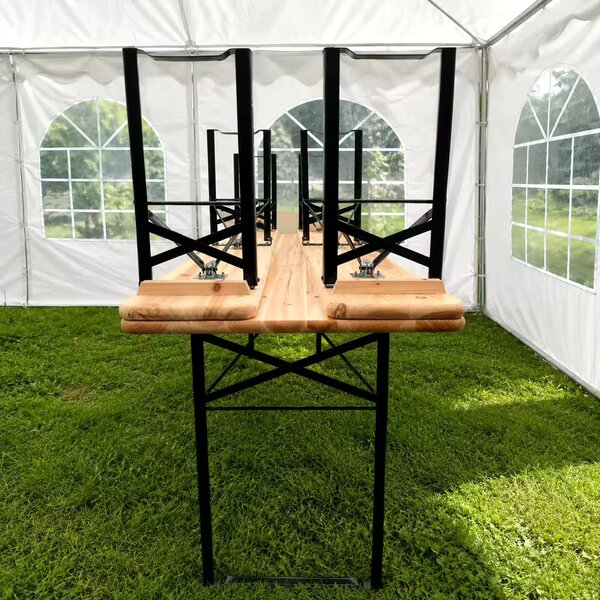 Zestaw piwny 220x50 - 60 cm – Stół ogrodowy z ławkami dla 8 - 10 osób - 220 cm x 50 cm