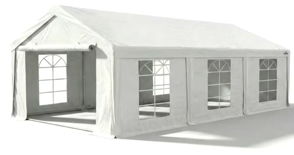 Ogrodowy namiot imprezowy 5x6 m PVC (500 g/m²) – Biały, komplet z bocznymi ściankami