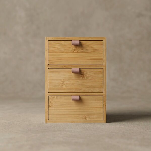 Organizer bambusowy z 3 szufladkami NILA, 21 cm
