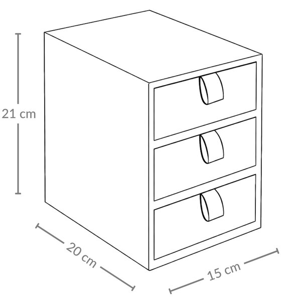 Organizer bambusowy z 3 szufladkami NILA, 21 cm