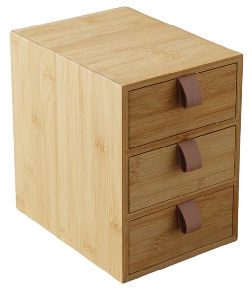 Organizer bambusowy z 3 szufladkami NILA, 21 cm