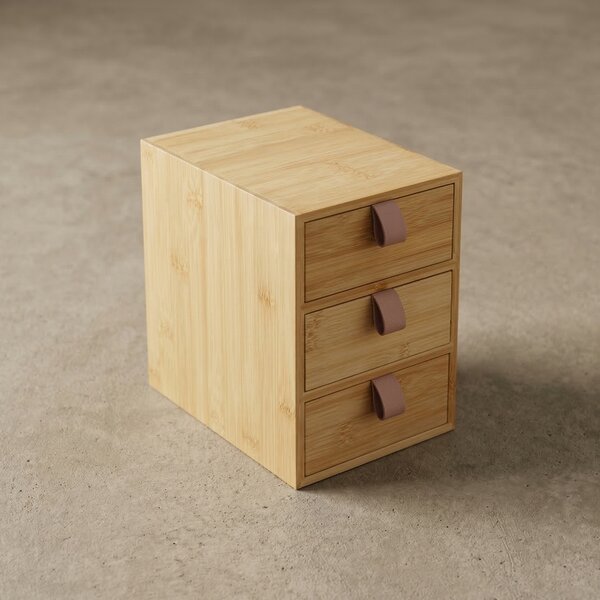 Organizer bambusowy z 3 szufladkami NILA, 21 cm