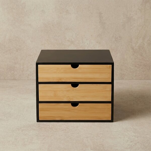 Bambusowy organizer biurowy z szufladkami HEGO, 25 cm