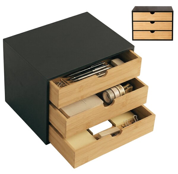 Bambusowy organizer biurowy z szufladkami HEGO, 25 cm