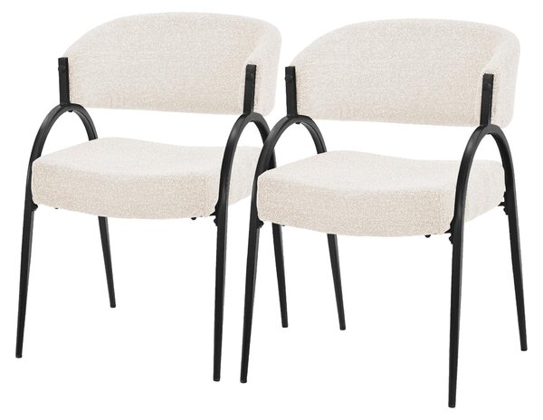 Zestaw 2 krzeseł do jadalni ML-Design, tapicerowane krzesła kuchenne z tkaniny, krzesła z podłokietnikami, obite krzesła do salonu, kuchni i jadalni, kolor beżowy