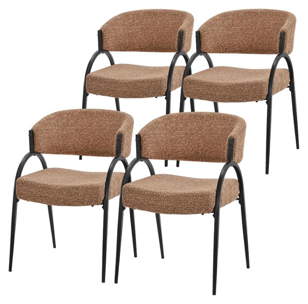 Zestaw 4 krzeseł do jadalni ML-Design, tapicerowane krzesła kuchenne z tkaniny, krzesła z podłokietnikami, tapicerowane krzesła do salonu, kuchni i jadalni, kolor czerwony