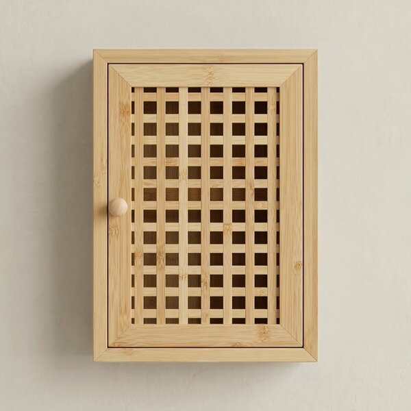 Wisząca szafka na klucze KIZU, 19 x 27 x 6 cm, bambus