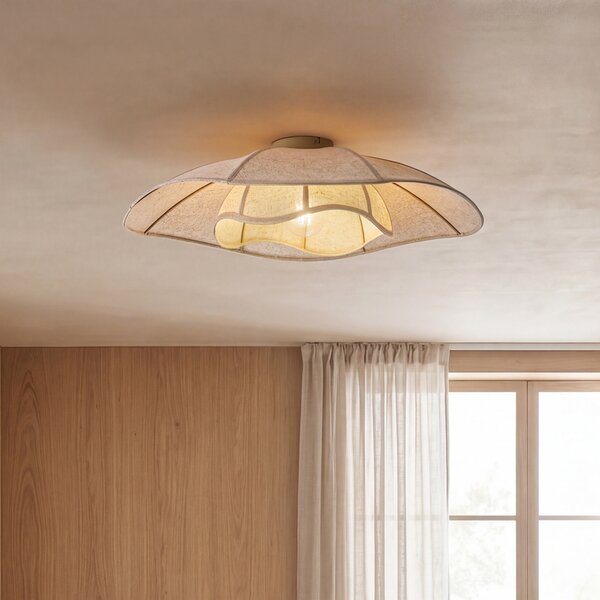 Lampa sufitowa Japandi beżowa tkanina 70 cm - Haru