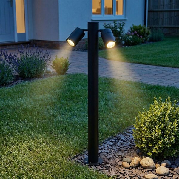 Stojąca lampa ogrodowa czarna 80 cm IP44 regulowana 2-światłowa - Duo