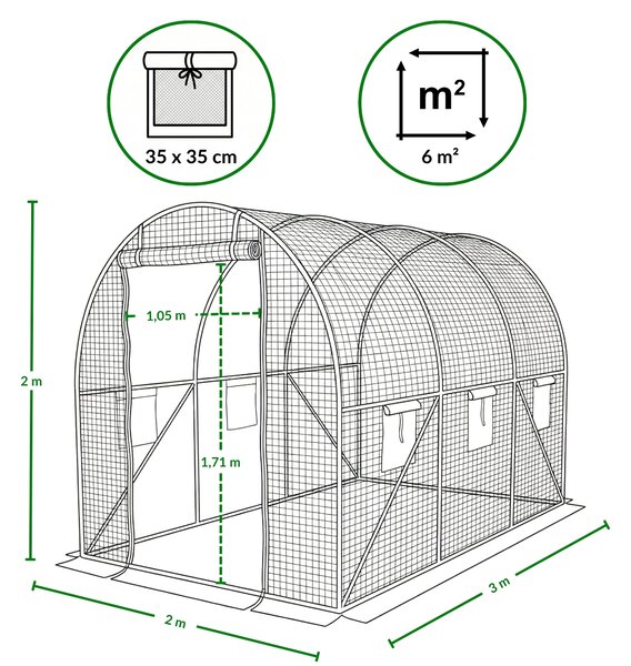 Tunel foliowy do ogrodu KARDO, 2 x 3 m