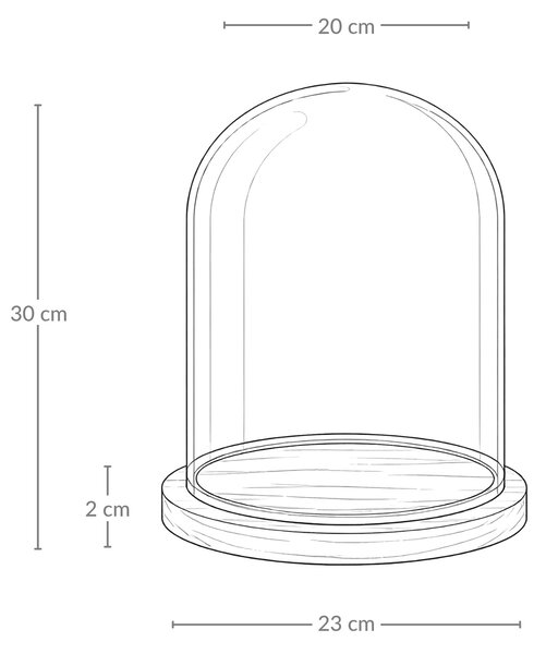 Kopuła dekoracyjna ze szklanym kloszem AURA, 30 cm