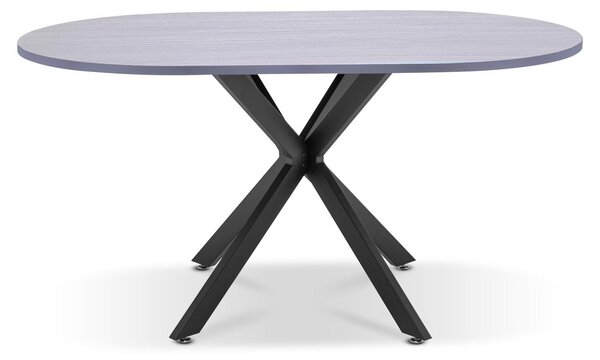Marui - Stół jadalny Kiso 180x100cm owalny z drewna i metalu z centralną podstawą - imitacja szarego drewna