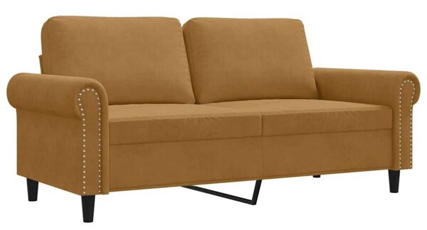 Sofa 2-osobowa, brÄ zowa, 140 cm, tapicerowana aksamitem