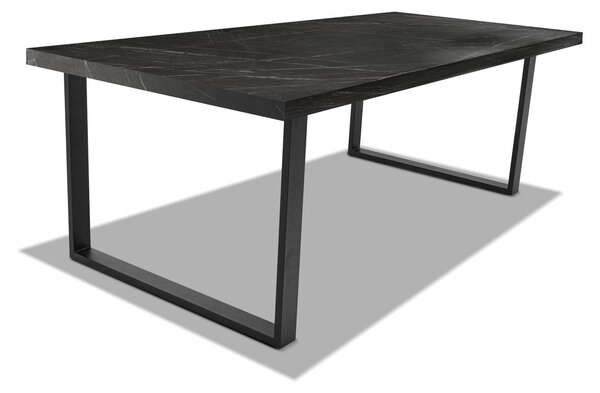 Stół jadalny z drewna i metalu z czarnymi kwadratowymi nogami - 220x100 cm