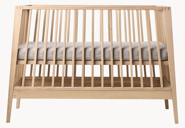 Łóżeczko dziecięce z drewna dębowego Leander Linea, 65 x 132 cm