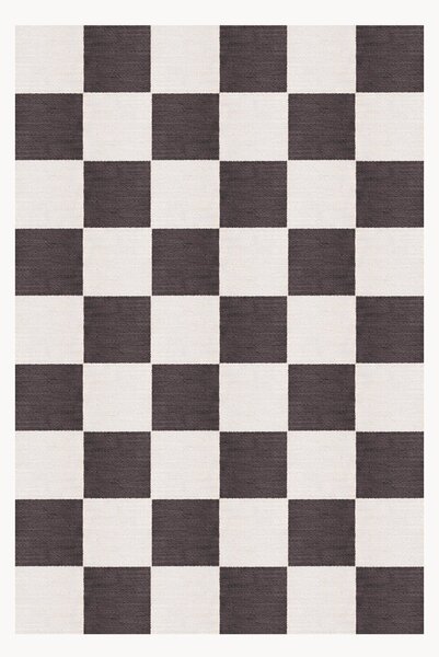 Ręcznie tkany dywan z wełny z krótkim włosiem Chess Flatweave