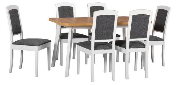 MebleMWM Zestaw 6 krzeseł drewnianych ROMA 14 + stół OSLO 6 | Kolor do wyboru