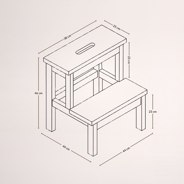 Bambusowy taboret ze schodkiem KROK, wys. 46 cm