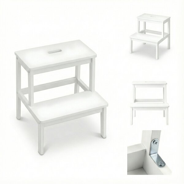 Bambusowy taboret ze schodkiem KROK, wys. 46 cm