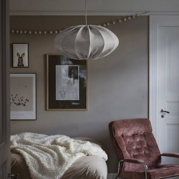 PR Home Lampa wisząca w kolorze różowym i szarym, średnica 60 cm, materiał tekstylny, Rosa, aluminiowy / szary / cynkowy, sypialnia, tkanina / materiał / jedwab, skandynawski