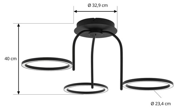 Zewnętrzna lampa sufitowa zewnętrzna LED Lucande Sylvara, czarna, CCT, Sylvara Lucande, możliwość ściemniania, czarny, metal, design