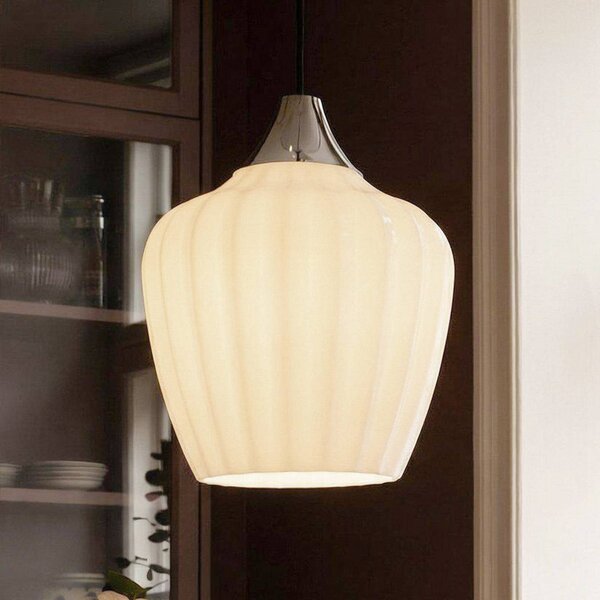 PR Home Lampa wisząca Amalfi, biała opalowa, Ø 25 cm, szkło, E27, wtyczka Amalfi, biały / opal, salon / jadalnia, szkło, skandynawski
