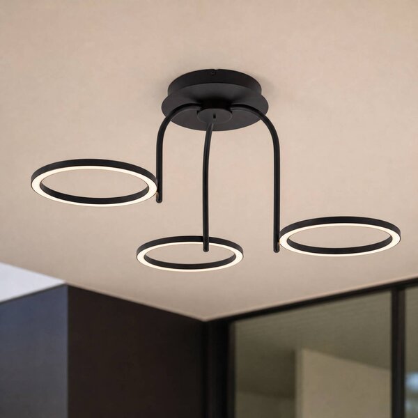Zewnętrzna lampa sufitowa zewnętrzna LED Lucande Sylvara, czarna, CCT, Sylvara Lucande, możliwość ściemniania, czarny, metal, design