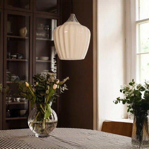 PR Home Lampa wisząca Amalfi, biała opalowa, Ø 25 cm, szkło, E27, wtyczka Amalfi, biały / opal, salon / jadalnia, szkło, skandynawski