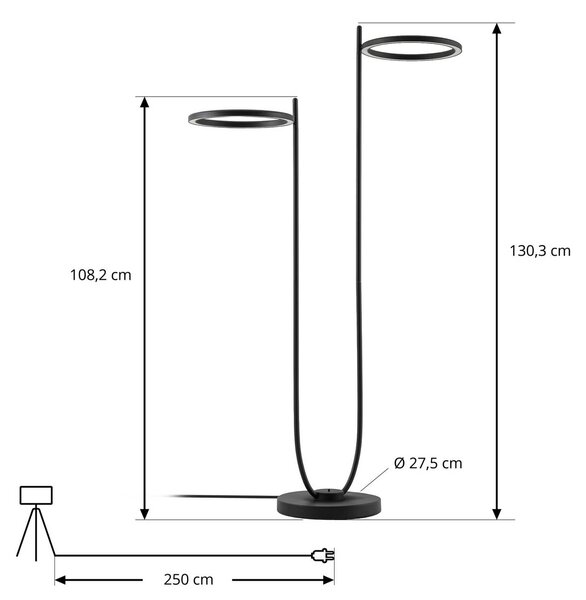 Lampa stojąca zewnętrzna LED Lucande Sylvara, czarna, CCT, 2-punktowa Sylvara Lucande, możliwość ściemniania, czarny, metal, design