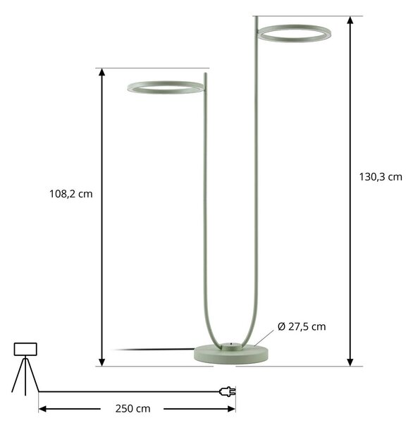 Lampa stojąca zewnętrzna LED Lucande Sylvara, zielona, CCT, 2-punktowa Sylvara Lucande, możliwość ściemniania, zielony, metal, design