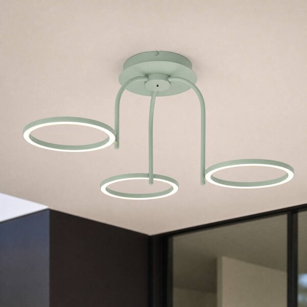 Zewnętrzna lampa sufitowa zewnętrzna LED Lucande Sylvara, zielona, CCT, Sylvara Lucande, możliwość ściemniania, zielony, metal, design