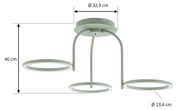 Zewnętrzna lampa sufitowa zewnętrzna LED Lucande Sylvara, zielona, CCT, Sylvara Lucande, możliwość ściemniania, zielony, metal, design