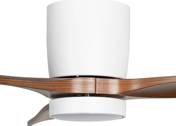 Wentylator sufitowy LED Lucande Faipari, ciemne drewno, DC, 132 cm Faipari, biały / opal, salon / jadalnia, drewno, nowoczesny
