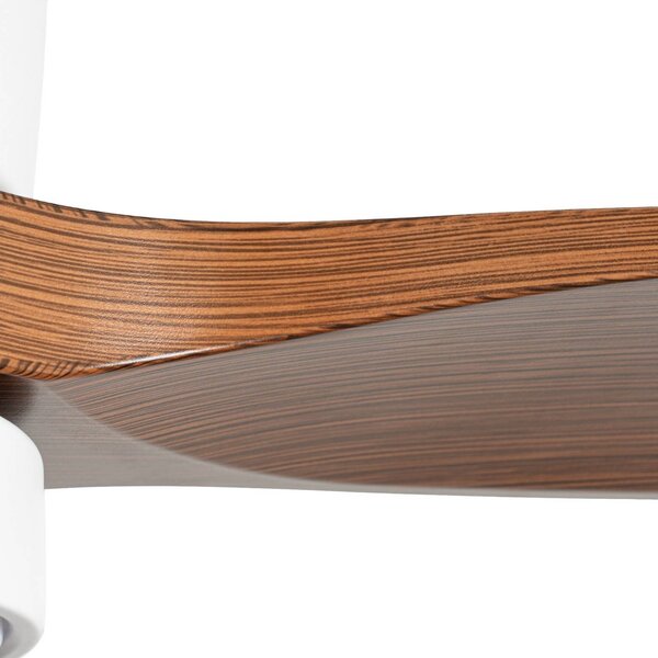 Wentylator sufitowy LED Lucande Faipari, ciemne drewno, DC, 132 cm Faipari, biały / opal, salon / jadalnia, drewno, nowoczesny