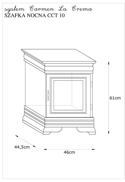 Szafka nocna CCT-10 Krem Patyna Fornir Carmen La Crema 46 cm
