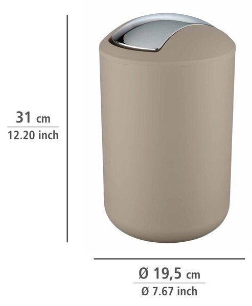 Szarobrązowy plastikowy kosz na śmieci 6,5 l Brasil – Wenko