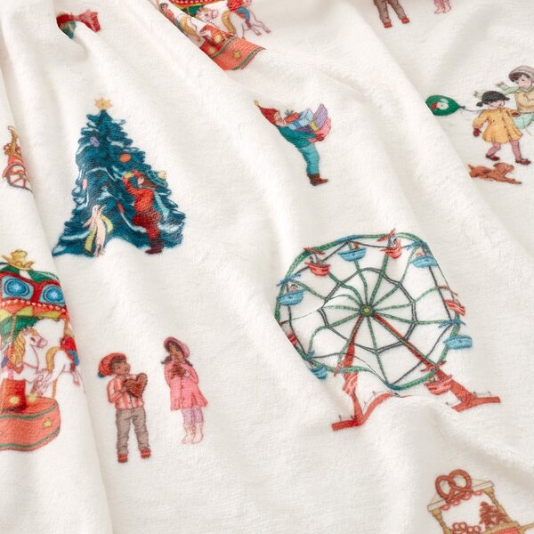 Biały koc dziecięcy z mikropluszu 150x200 cm Christmas Fairground – Belle & Boo