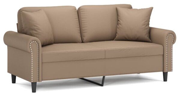 Sofa 2-osobowa z poduszkami, cappuccino, 140 cm, sztuczna skÃ³ra