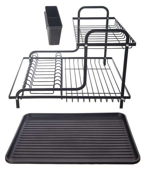 Czarny metalowy ociekacz dwupiętowy 42,5x32 cm Radka – Orion