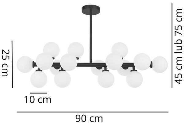 LAMPA WISZĄCA SUFITOWA NOWOCZESNA CZARNA BIAŁE KULE PETRICA 16