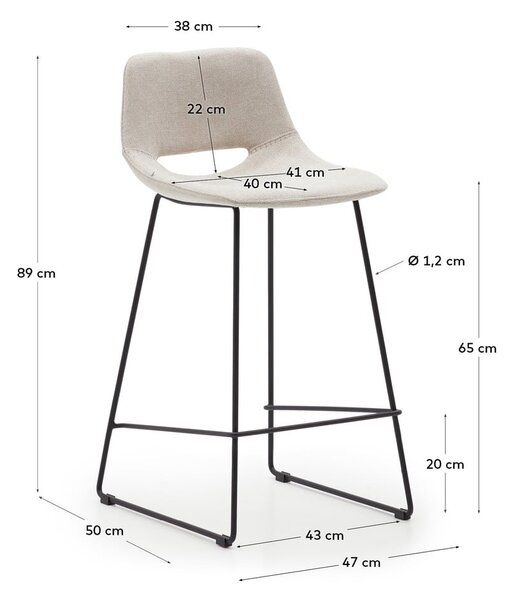 Beżowy hoker (wysokość siedziska 65 cm) Zahara – Kave Home